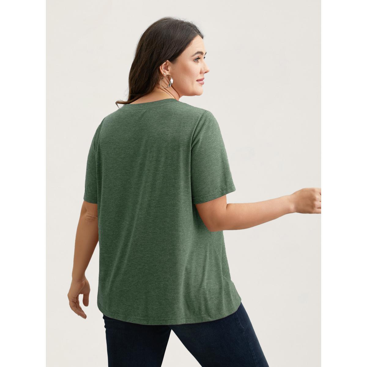 Plus Size Nope Not Today Print Rhinestone Round Neck T-Shirt Deepred Women Casual Rhinestone detailing Round Neck Everyday T-shirts BloomChic 26/4X Product Image