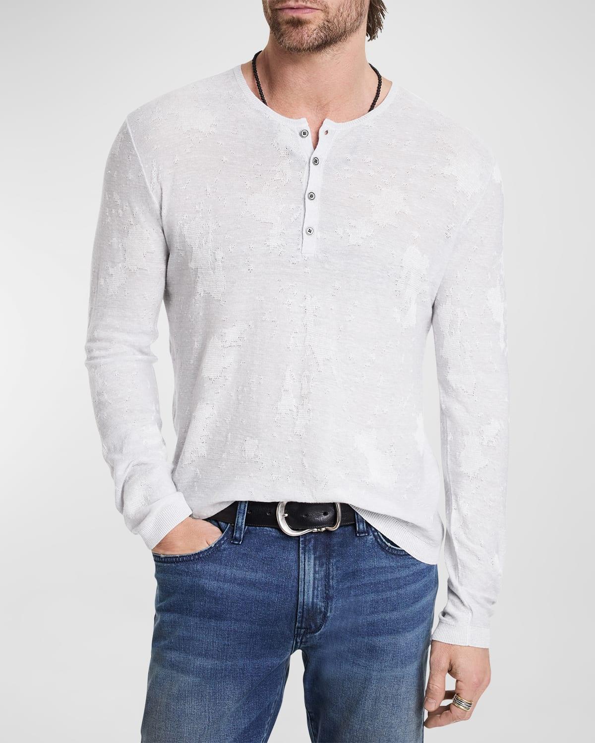Men's Distressed Jacquard Henley Shirt Product Image