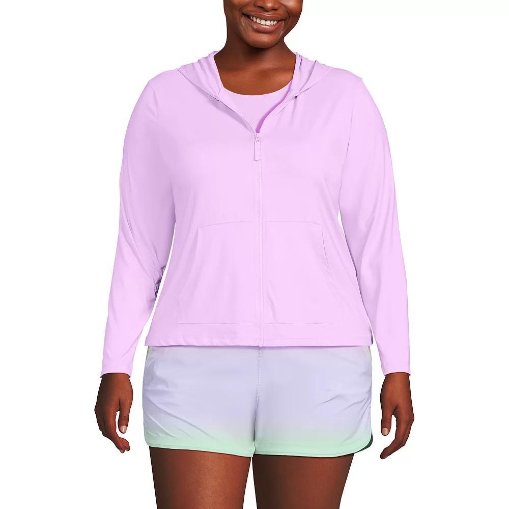 Plus Size Lands' End Hooded Full-Zip UPF 50 Rash Guard, Women's, Size: 2XL, Wild Purple Product Image