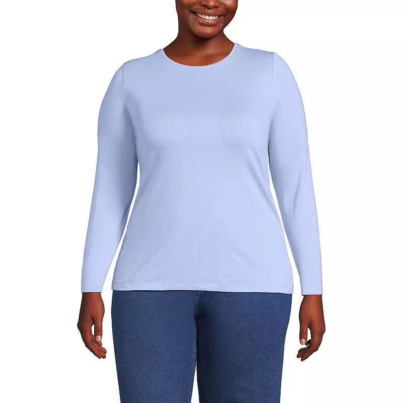 Plus Size Lands' End Long Sleeve Lightweight Jersey Crewneck Top, Women's, Size: 3XL, Light Cornflower Product Image