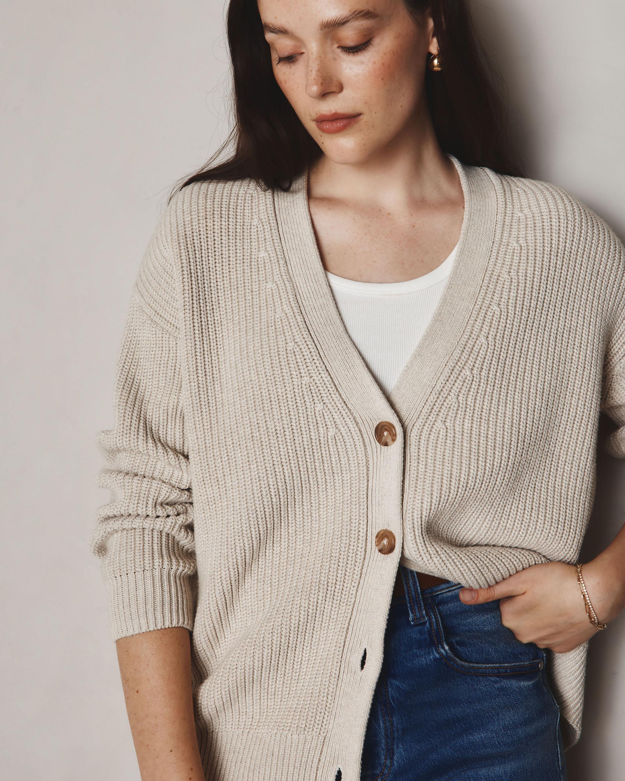 Quince | Women's OverSized Boyfriend Cardigan Sweater Size XL, Organic Cotton Product Image