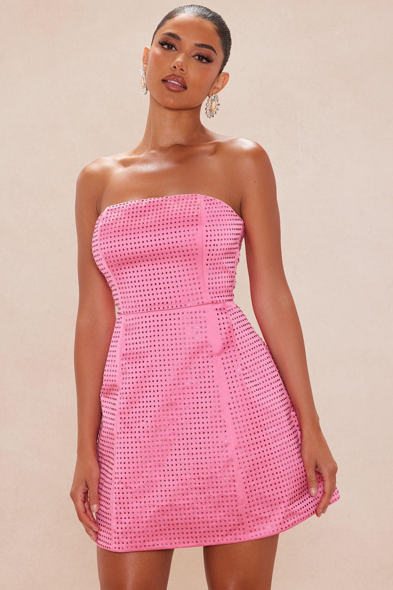 Sweet Fantasy Embellished Mini Dress - Hot Pink Product Image