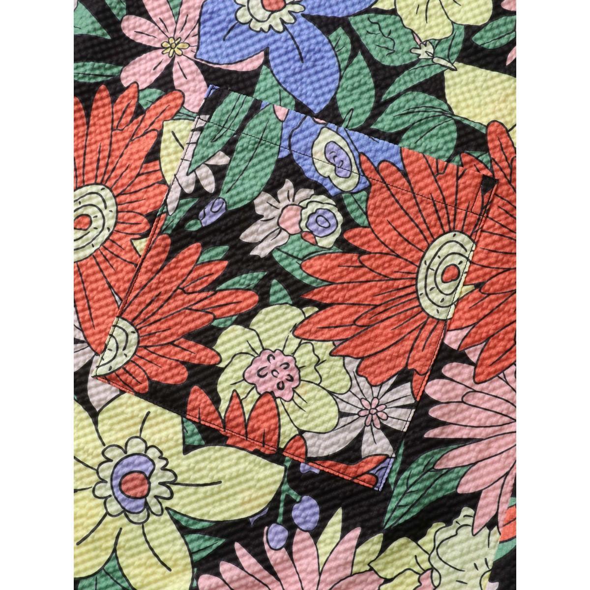Plus Size Floral Print Textured Overall Straps Dress Multicolor Women Round Neck Sleeveless Curvy BloomChic 10/M Product Image