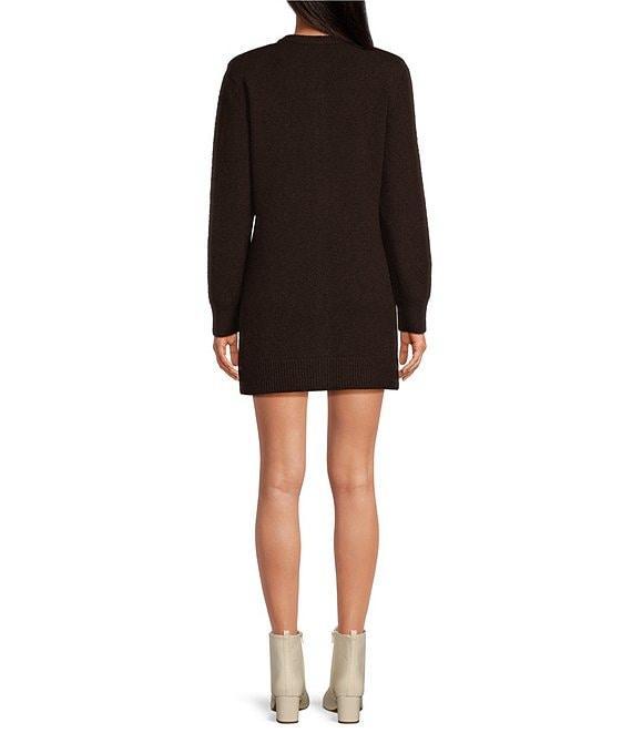 Gianni Bini Matilda Wool Blend Knit Crew Neck Long Sleeve Button Front Bodycon Mini Cardigan Dress Product Image
