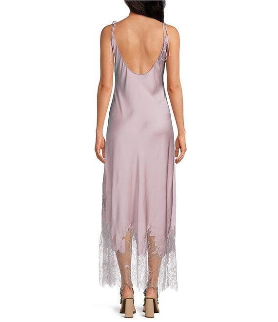 Gianni Bini x DANNIJO Lola Semi Sweetheart Sleeveless Lace Hem Satin Slip Maxi Dress Product Image