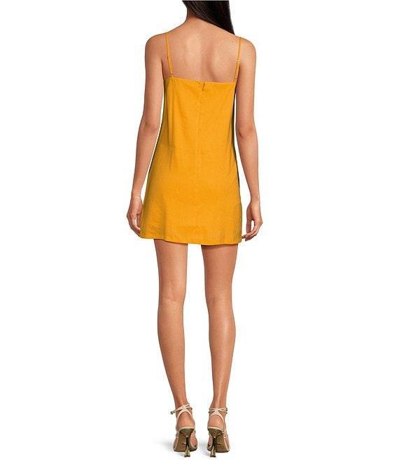 Gianni Bini Kourtney Solid Square Neck Linen Blend Sleeveless Mini Shift Dress Product Image