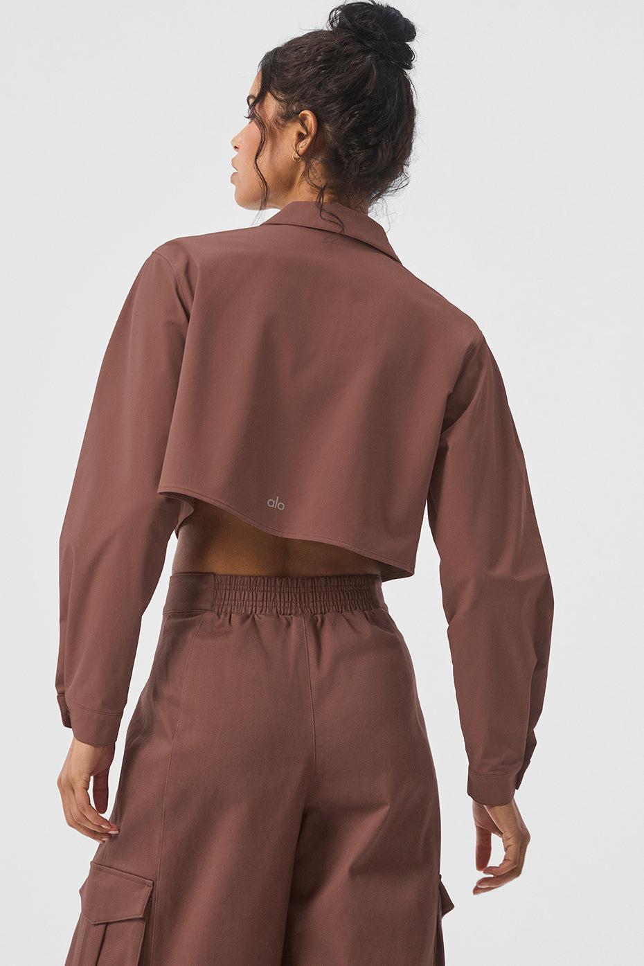 Cropped Take Me Out Button Up - Chestnut Product Image