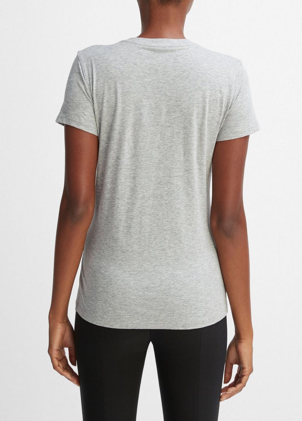 Womens Essential Pima Cotton Crew Neck T-Shirt, Heather Grey, Size XL Vince Product Image