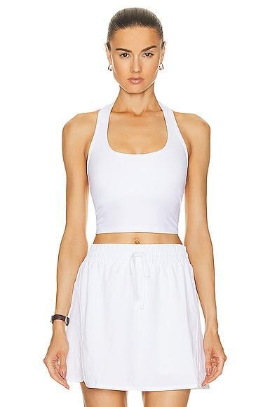 Beyond Yoga Spacedye Well Rounded Cropped Halter Tank Top in White Product Image