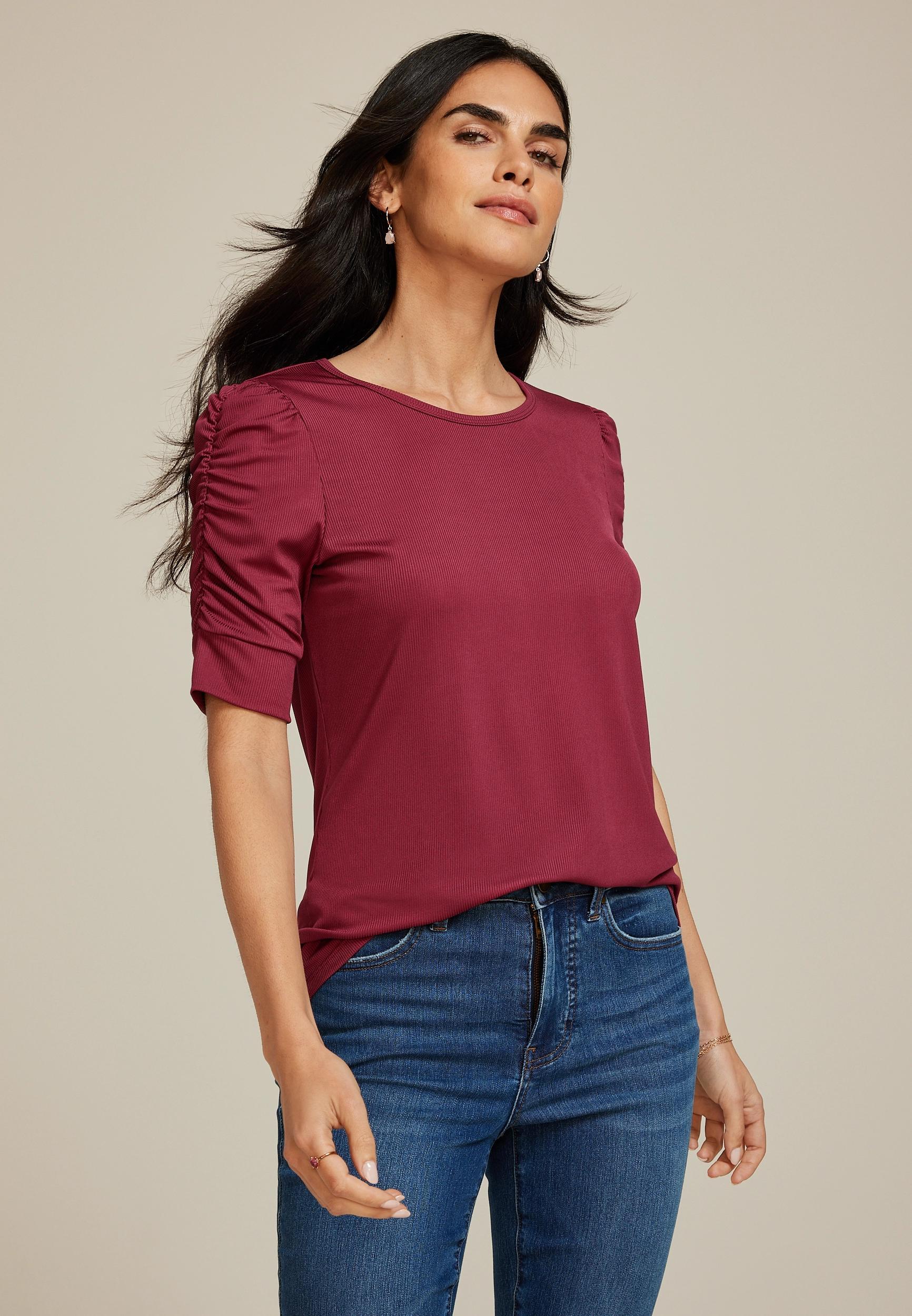 Ruched Puff Sleeve Top Product Image