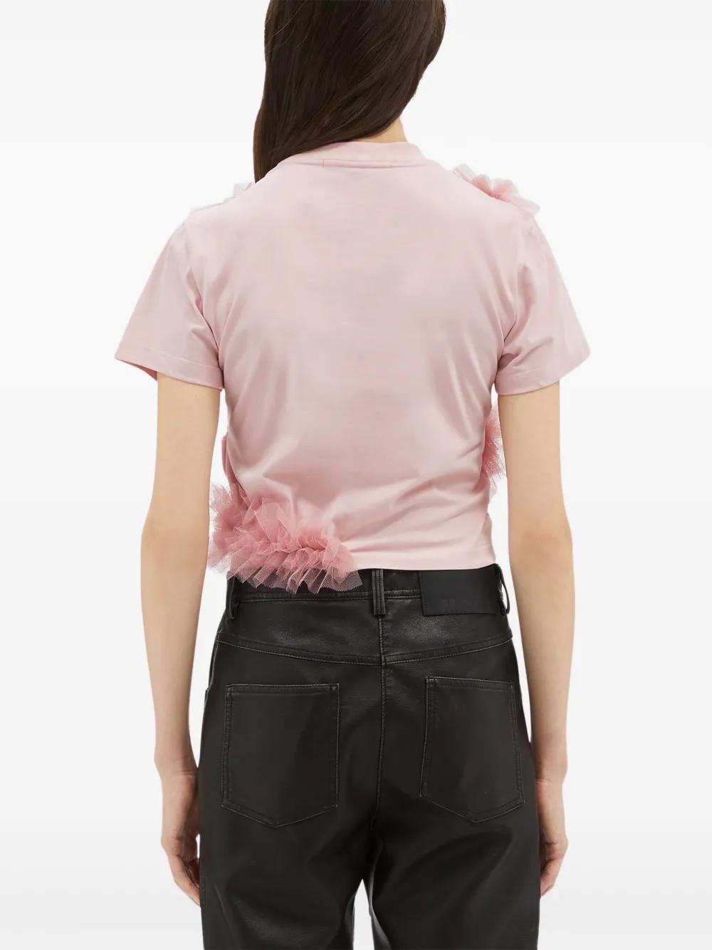 MSGM Ruffled Gathered T-shirt In Pink Product Image