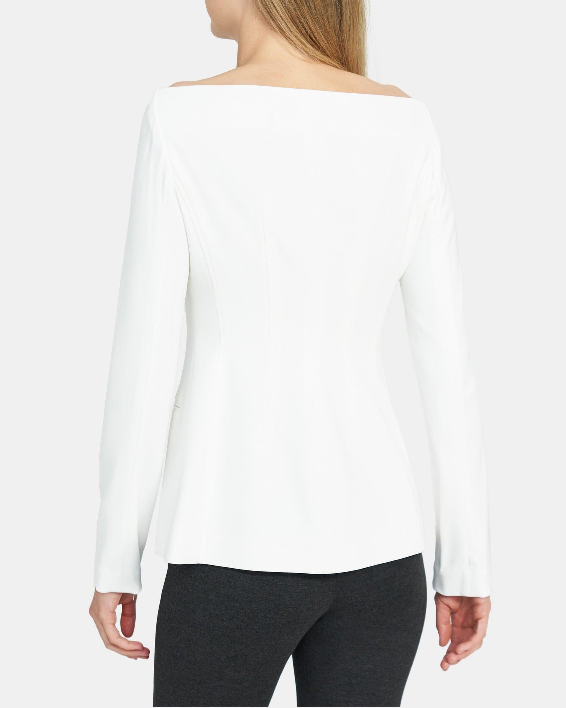 Off-The-Shoulder Jacket in Stretch Crepe Product Image