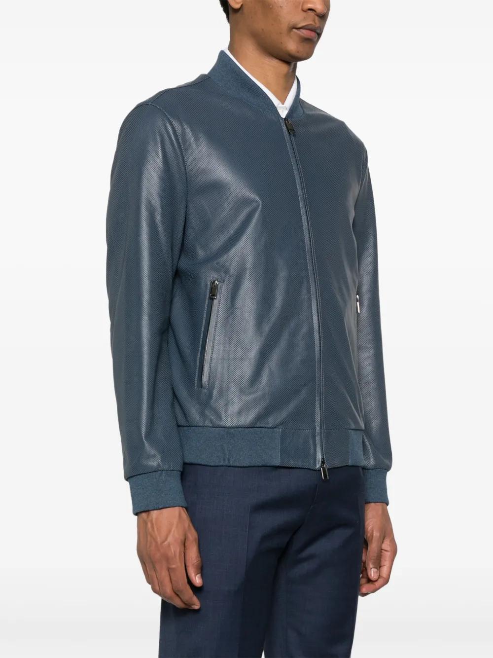 perforated leather bomber jacket Product Image