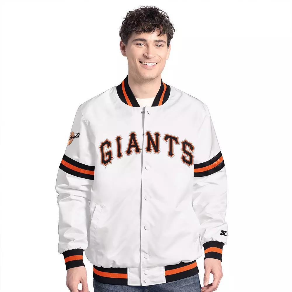 Men's Starter  White San Francisco Giants Cooperstown Scout Full-Snap Varsity Jacket, Size: XL Product Image