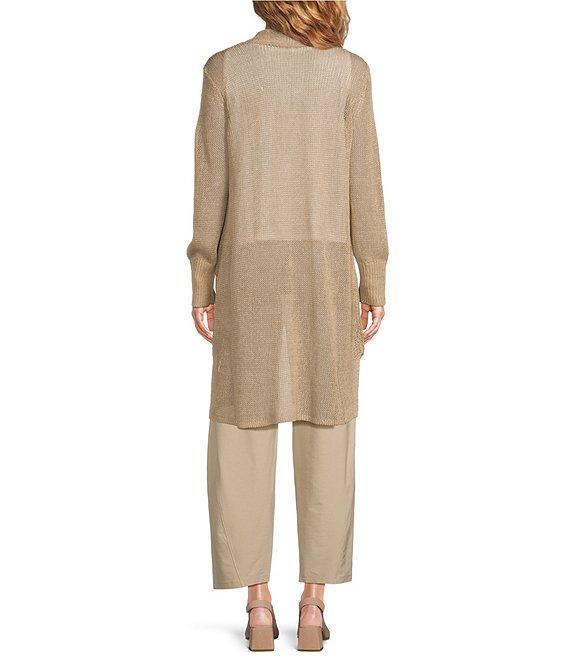Eileen Fisher Organic Linen Cotton Open Front Long Sleeve Cardigan Product Image