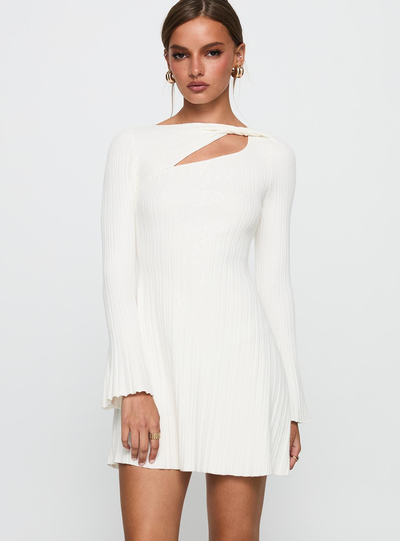 Terraces Long Sleeve Mini Dress White Product Image