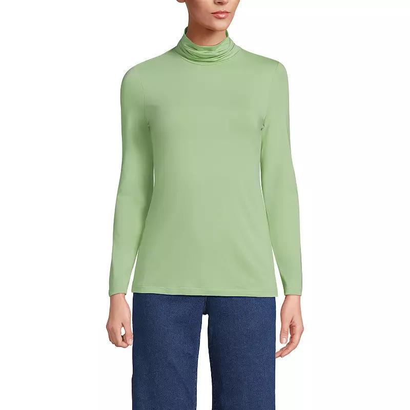 Women's Lands' End Lightweight Fitted Turtleneck, Size: Large, Pink Fog Product Image