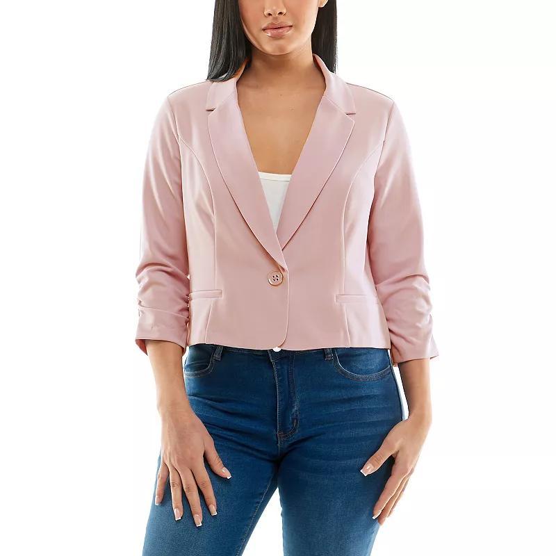 Women's Nina Leonard Button Cropped Blazer, Size: Small, Blue Product Image