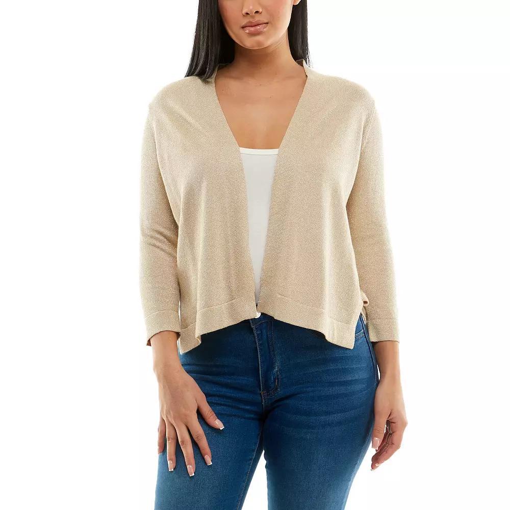 Women's Nina Leonard Ribbed Bolero, Size: XL, Ivory Silver Product Image