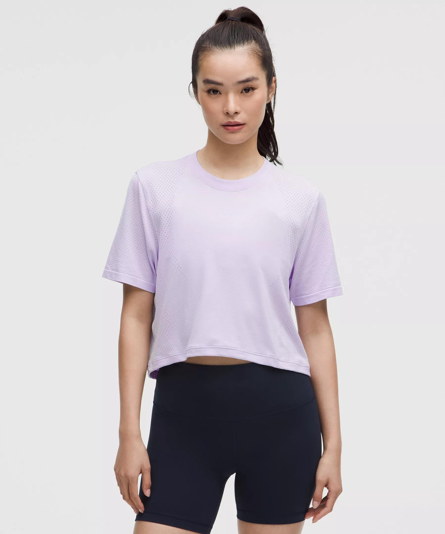 Swiftly High-Low Cropped Short-Sleeve Shirt Product Image