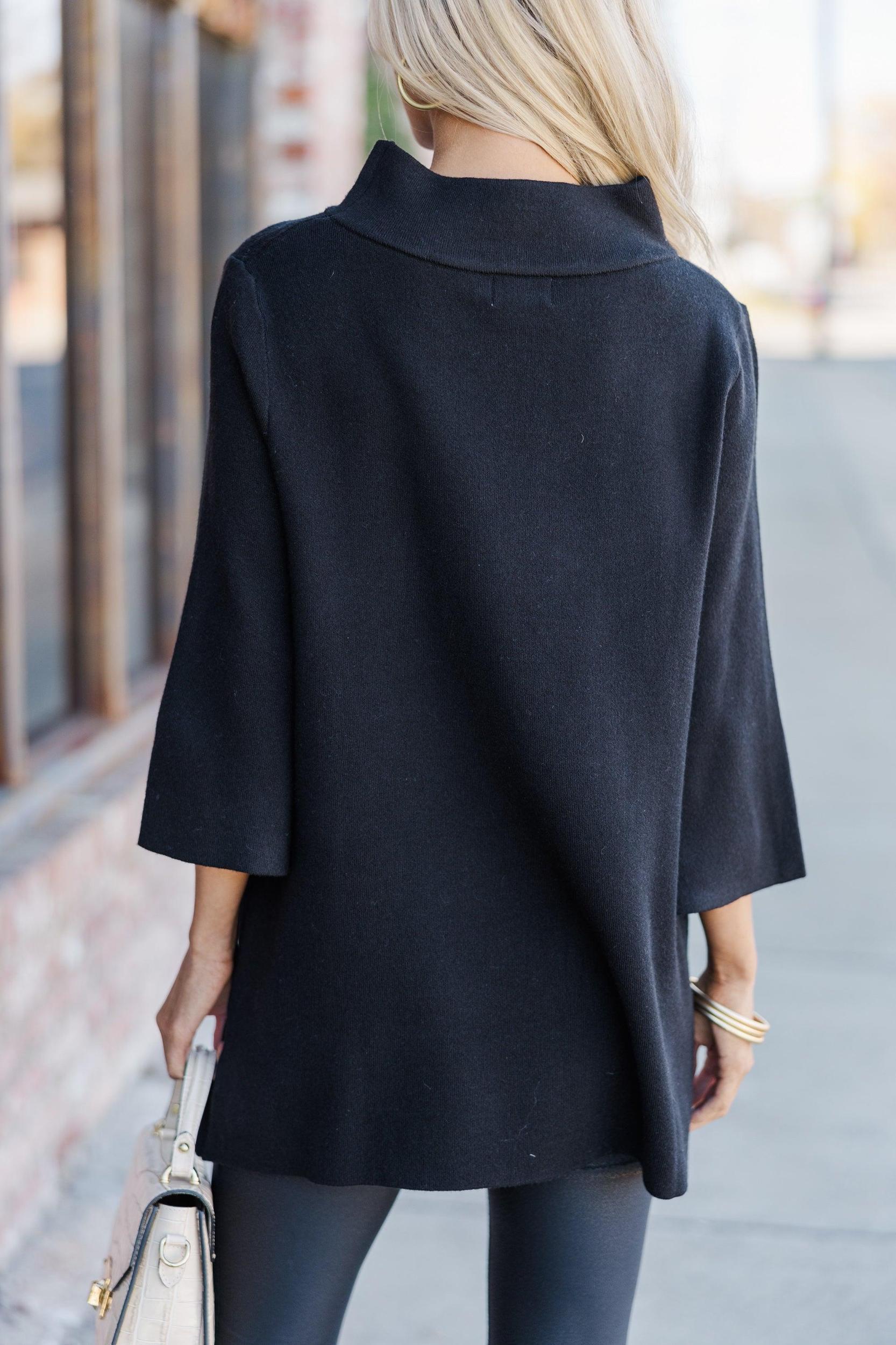 With Ease Black Mock Neck Sweater Tunic Female Product Image