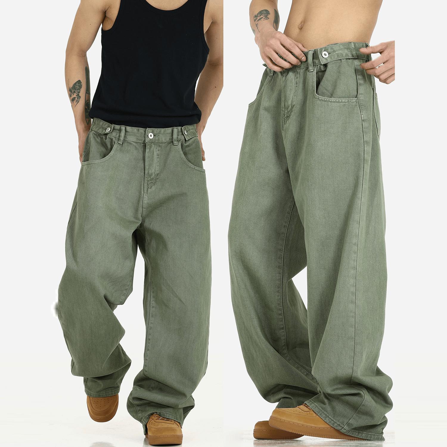 RT No. 11193 WASHED GREEN WIDE STRAIGHT JEANS Product Image