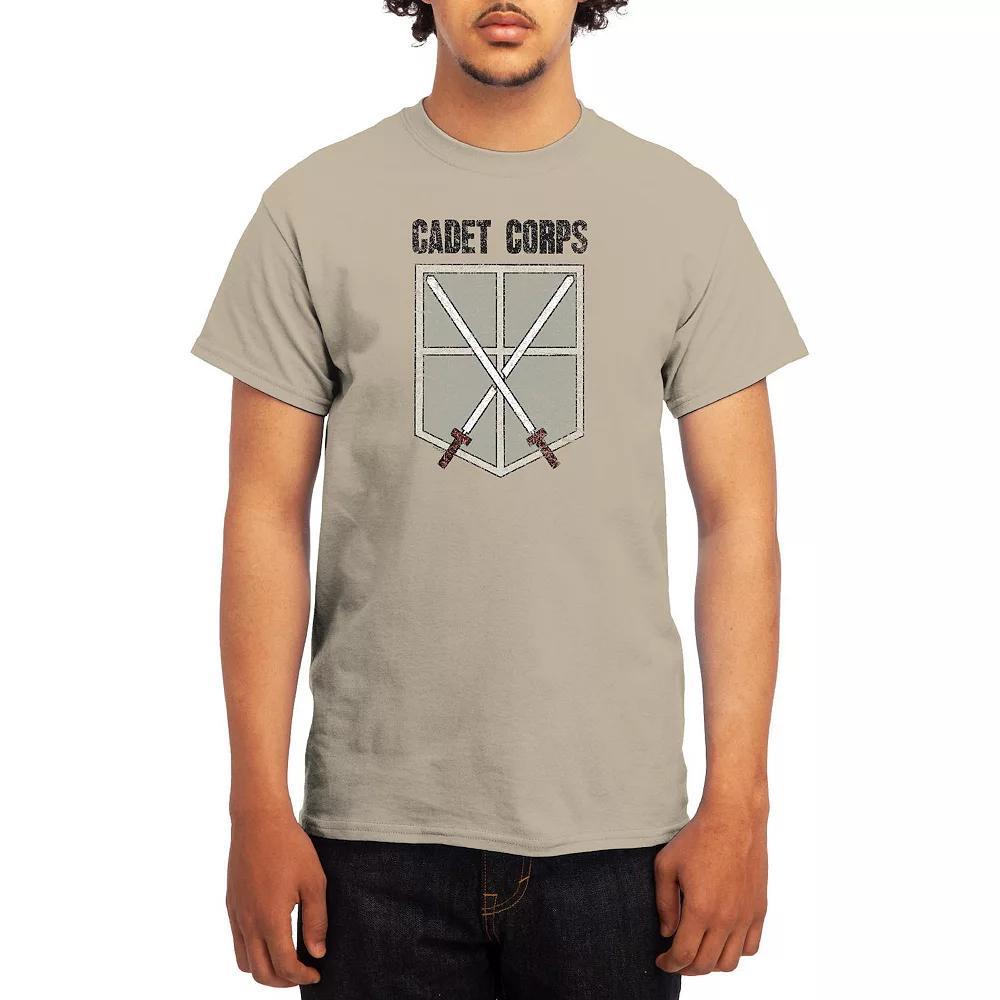 Men's Attack on Titan Distressed Cadet Corp Emblem Tee, Boy's, Size: XXL, Grey Red Product Image