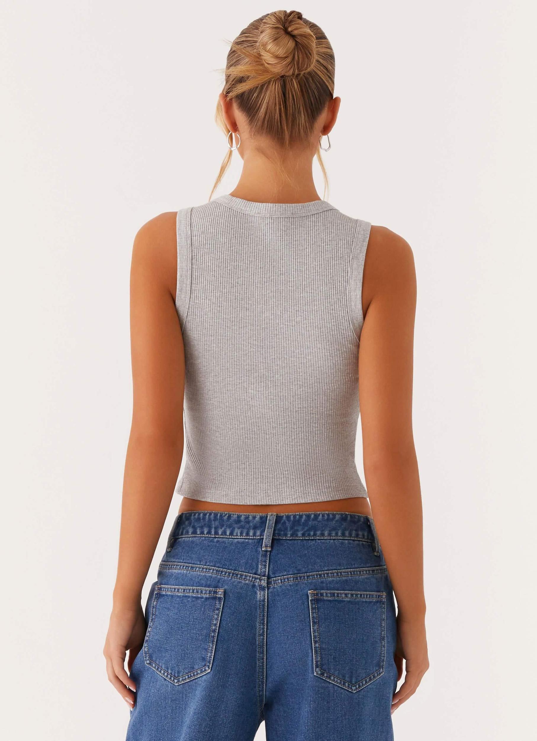Veda Tank Top - Light Grey Marle Product Image