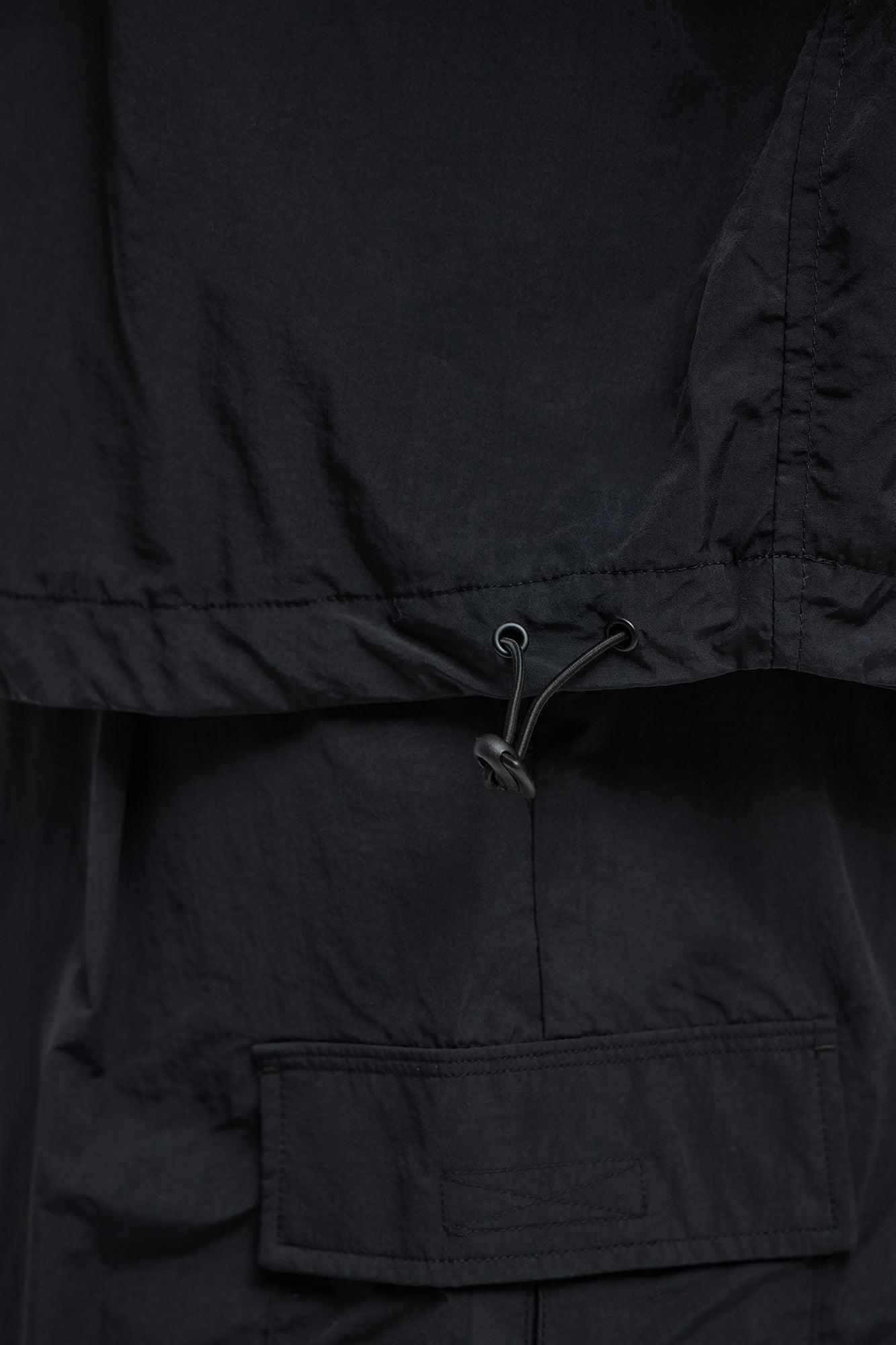 Oversized Philip Nylon Button Up Shirt - Black Product Image