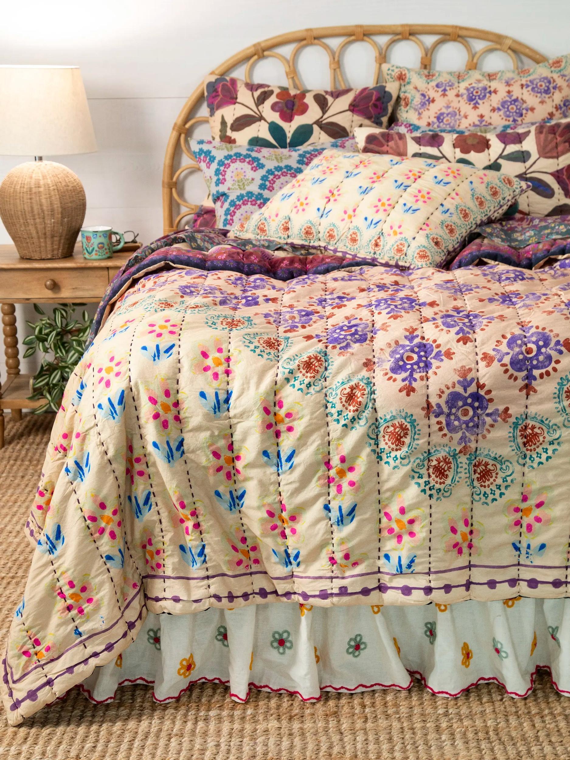 Bungalow Reversible Cotton Quilt - Jewel Garden Product Image