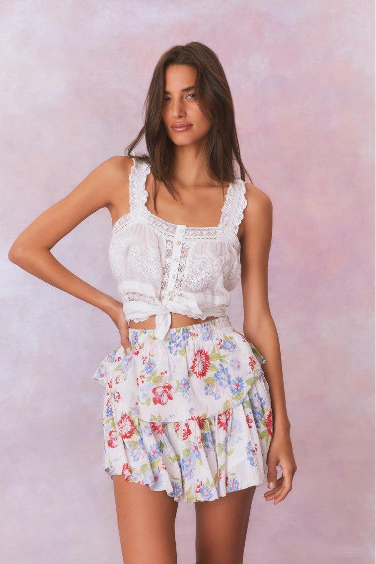 Ruffle Mini Floral Skirt Product Image