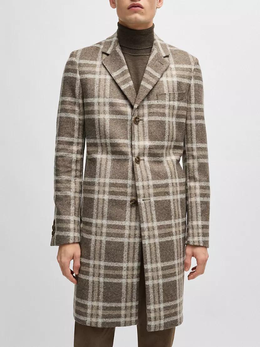 Slim-Fit Coat with All-Over Check Product Image
