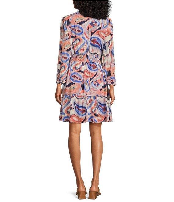 Nurture by Westbound Long Sleeve V-Neck Button Front Smocked Waist Dress Product Image