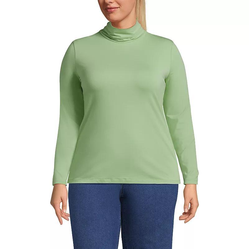 Plus Size Lands' End Lightweight Fitted Long Sleeve Turtleneck, Women's, Size: 1XL, Black Product Image