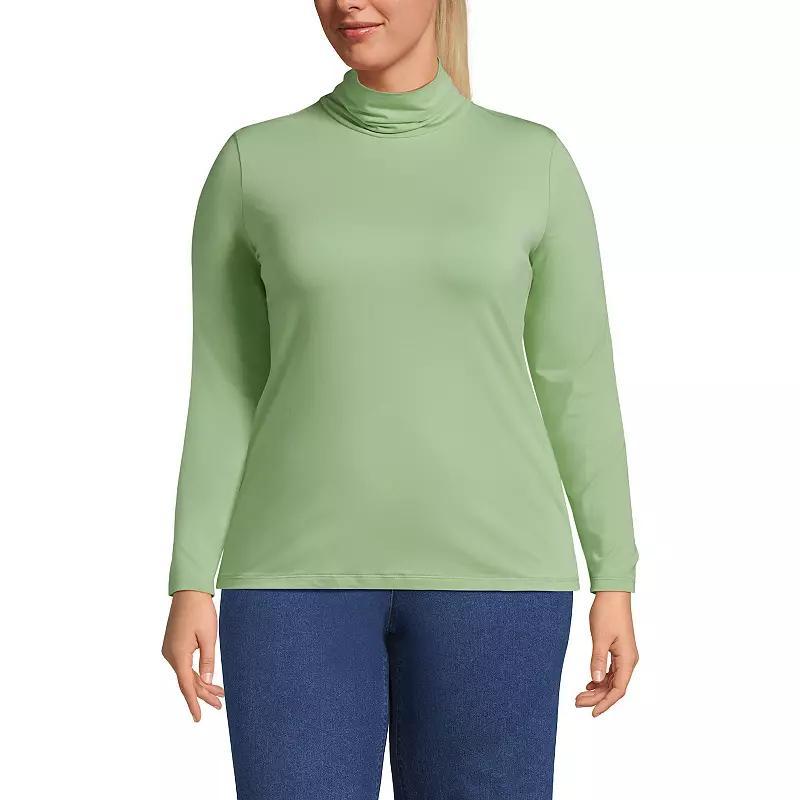 Plus Size Lands' End Lightweight Fitted Long Sleeve Turtleneck, Women's, Size: 1XL, Black Product Image