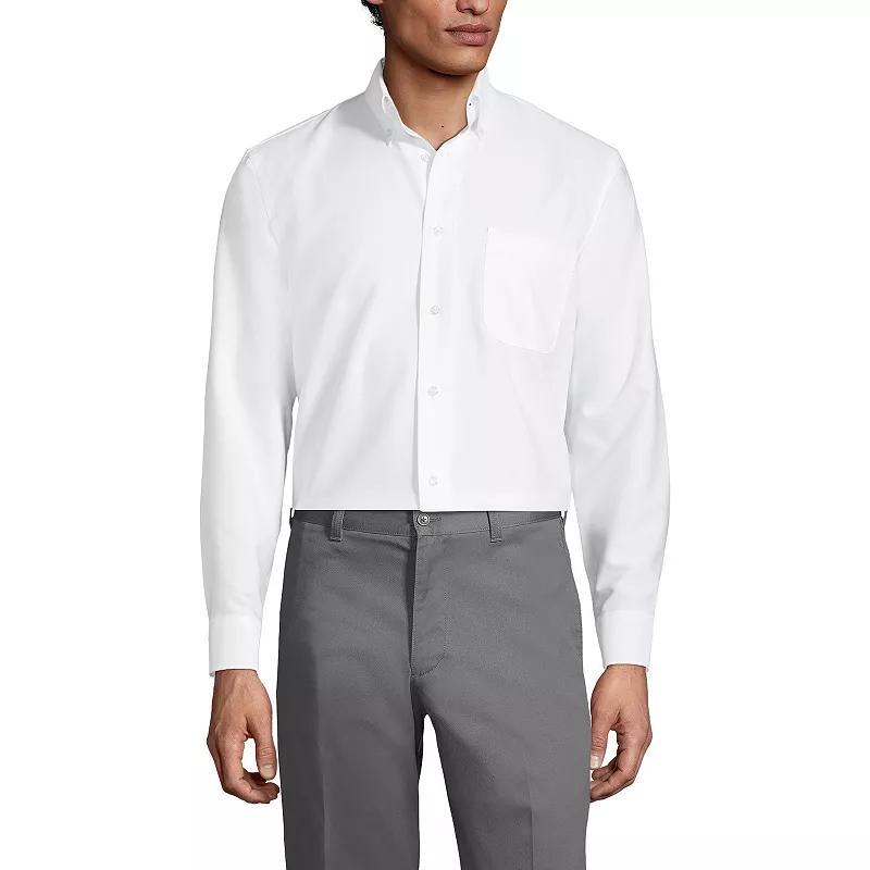 Men's Lands' End School Uniform Long Sleeve Solid Oxford Dress Shirt, Size: XXL, White Product Image