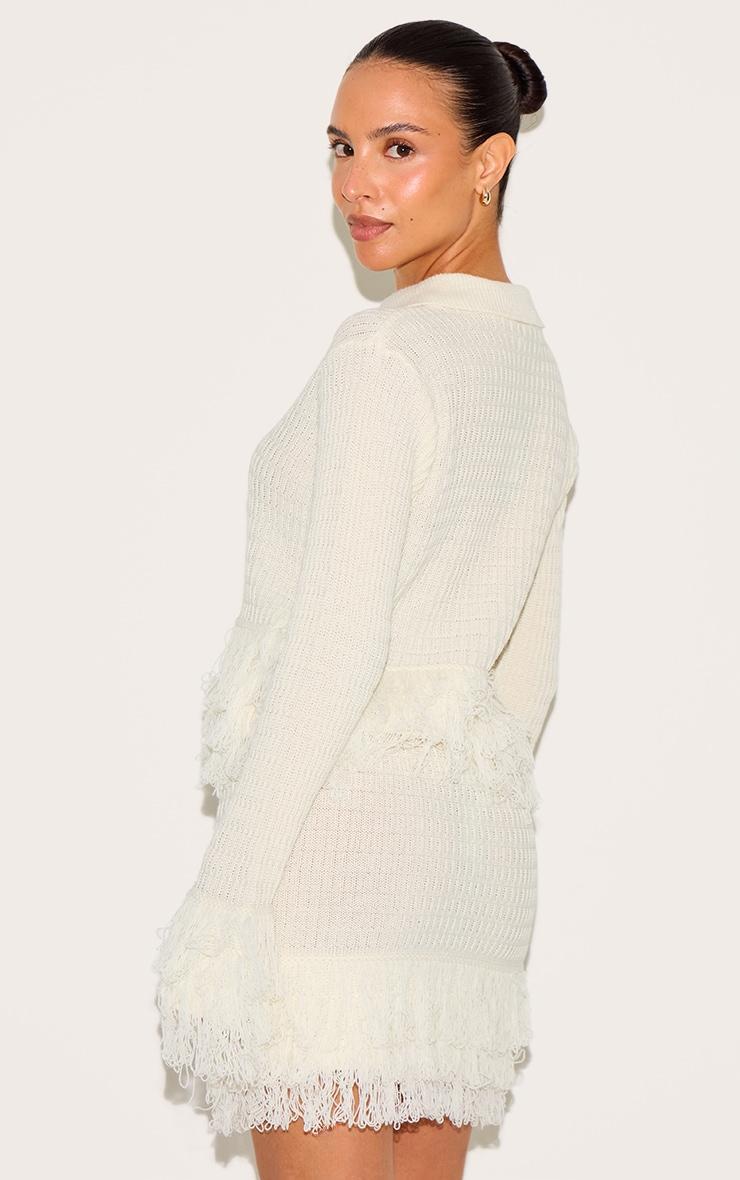 Petite Cream Button Up Fringe Cardigan Product Image
