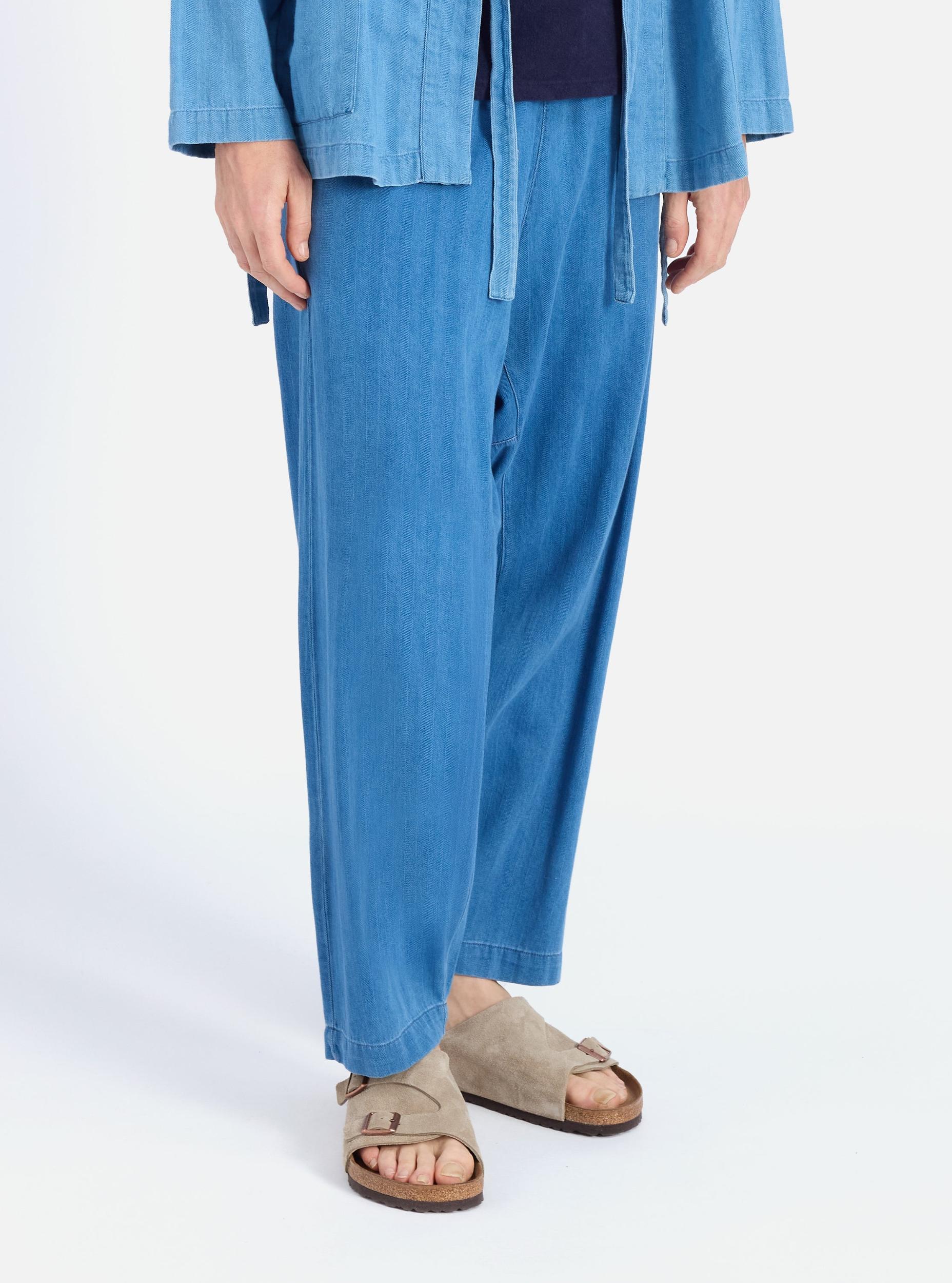 Washed Indigo Herringbone Denim Braga Pant Product Image