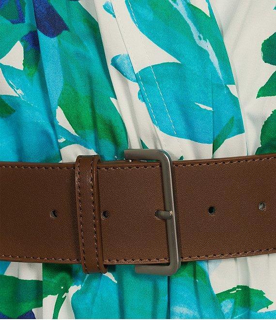 Calvin Klein Short Sleeve Floral V-Neck Belted Midi Dress Product Image