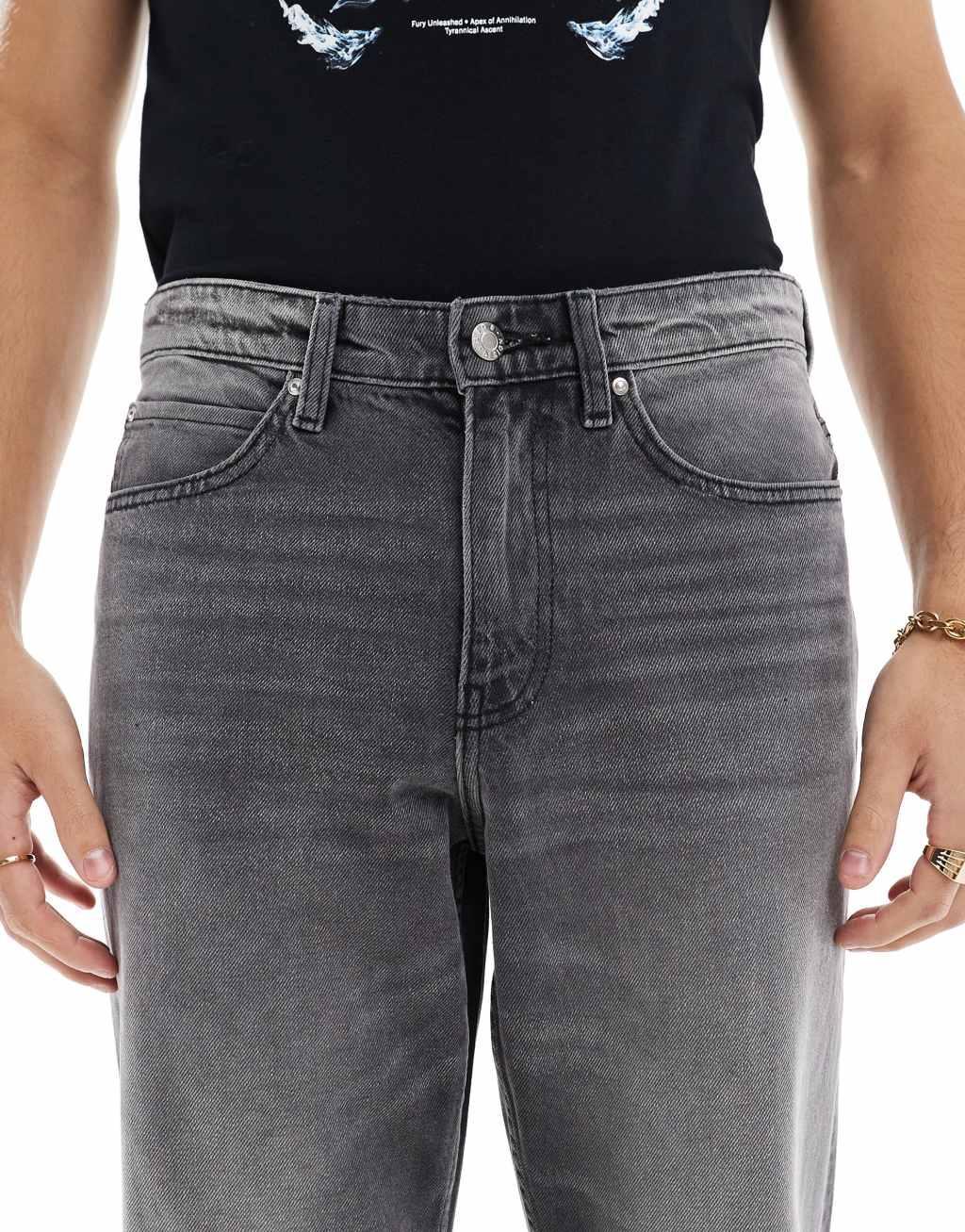 ASOS DESIGN wide flare jeans in washed black Product Image