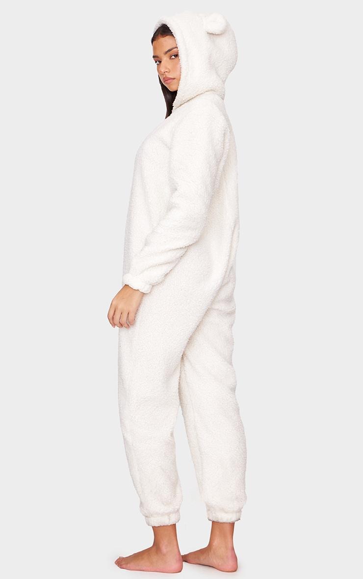 Cream Hooded Fleece Onesie Product Image