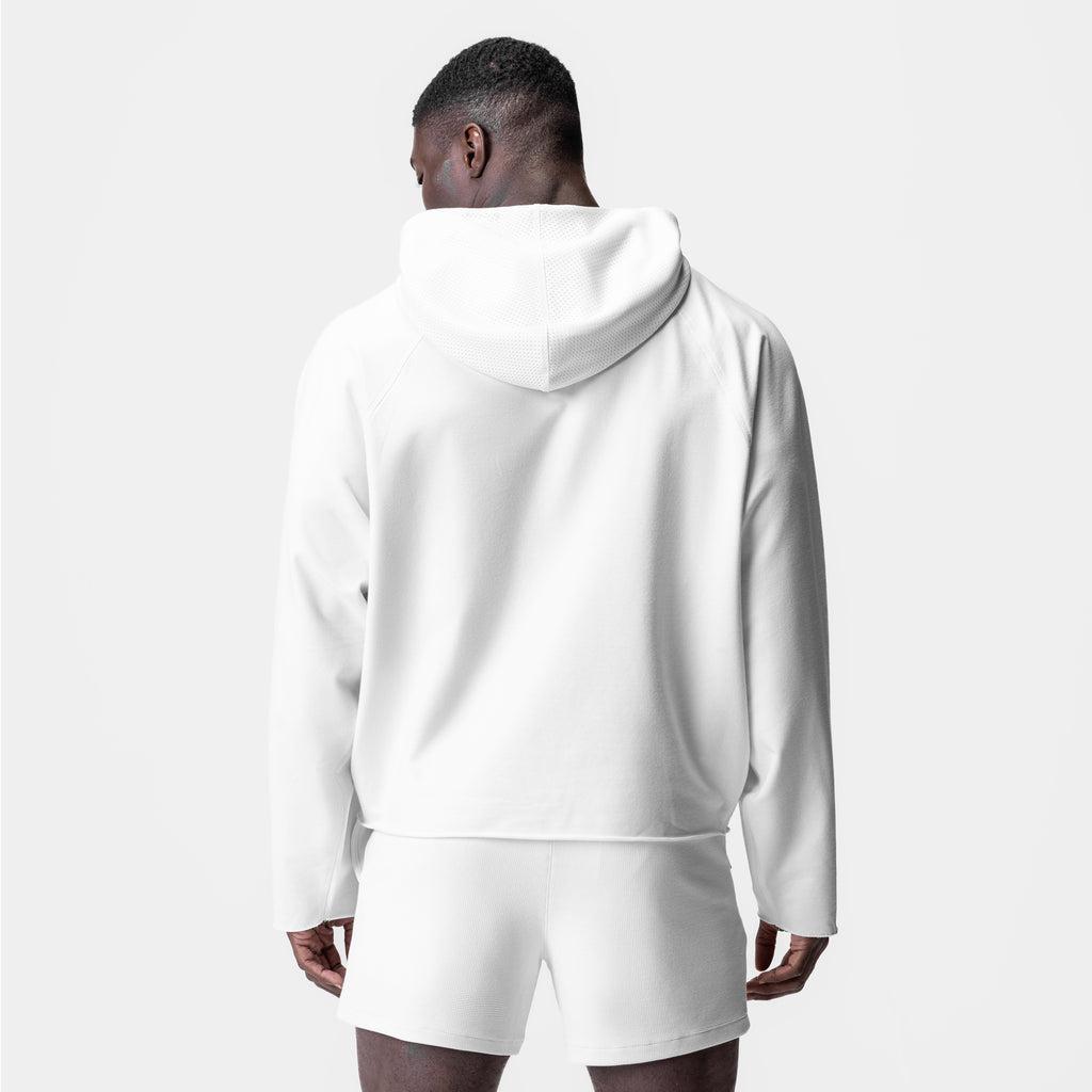 0958. Micro-Terry Raw Hem Hoodie - White Product Image