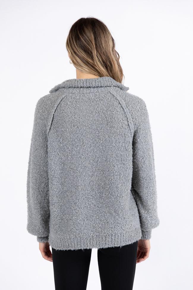 Signature Move Grey Fuzzy Quarter Zip Pullover FINAL SALE Product Image