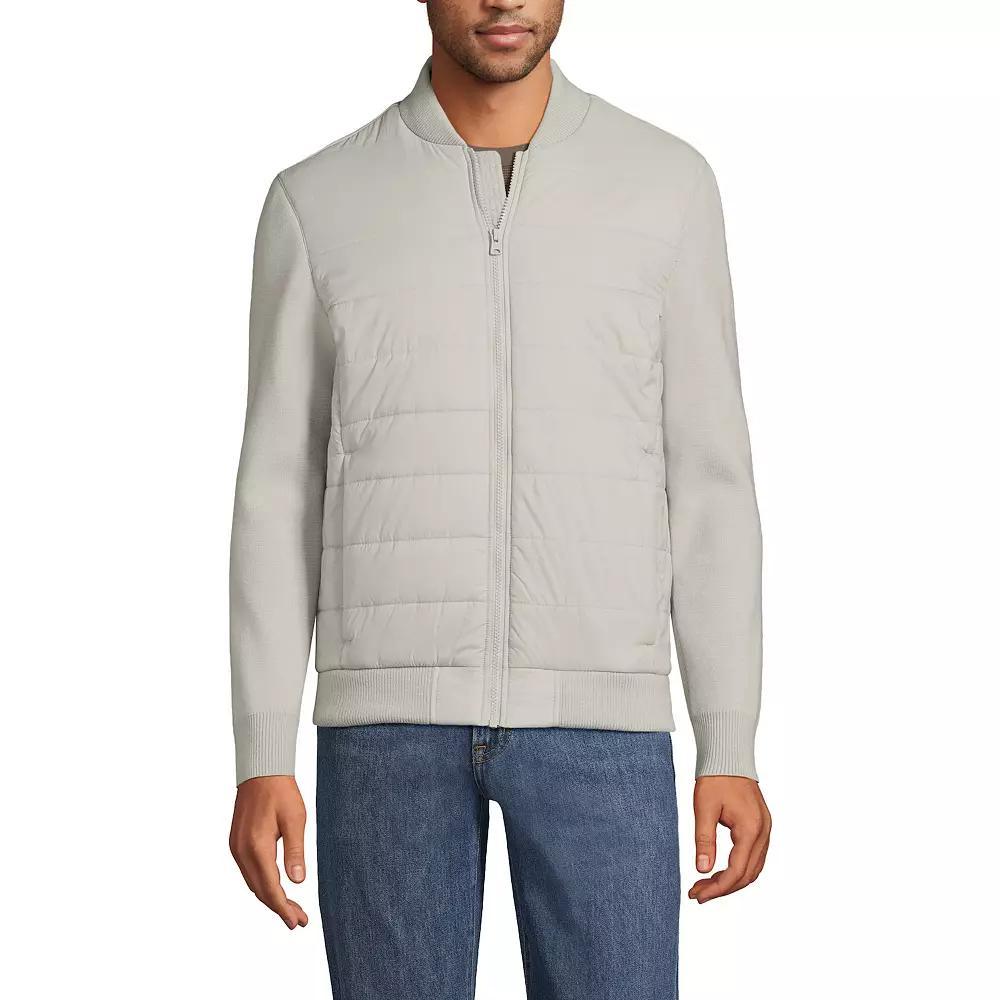 Mens Lands End Insulated Sweater Jacket Soft Pink Product Image