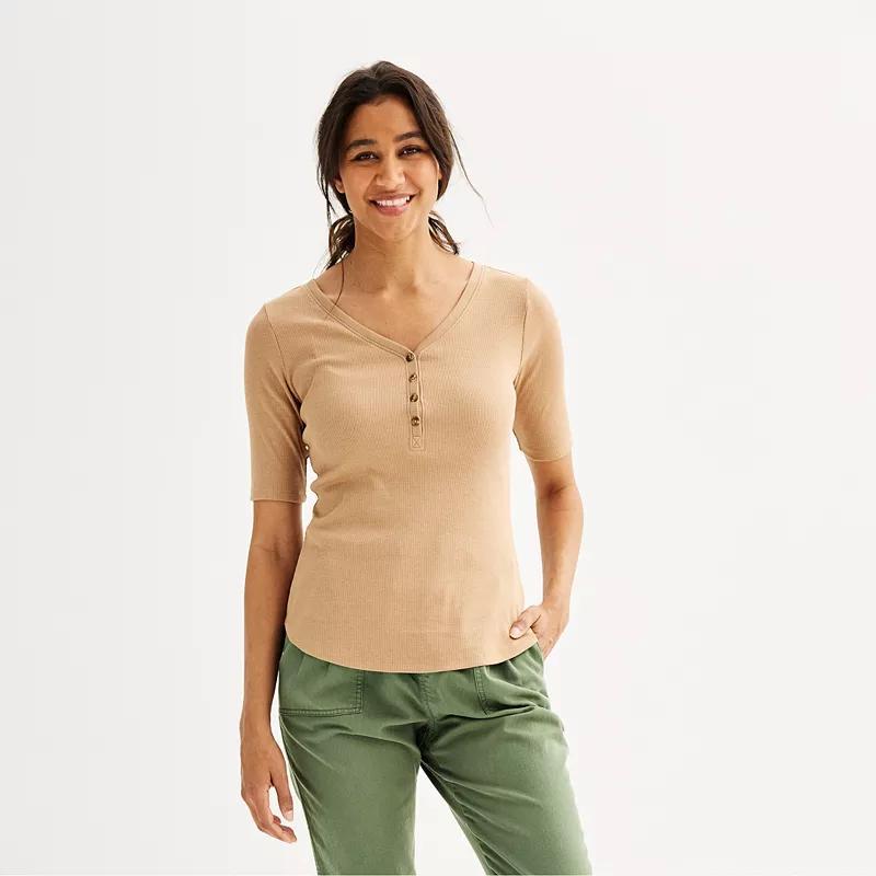 Womens Sonoma Goods For Life Slim-Fit Henley Manolo Green Product Image