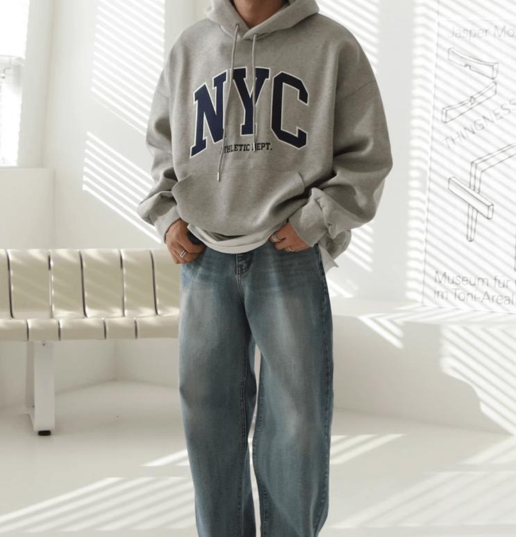 RT No. 11065 NYC EMBROIDERED LETTERED PULLOVER HOODIE Product Image