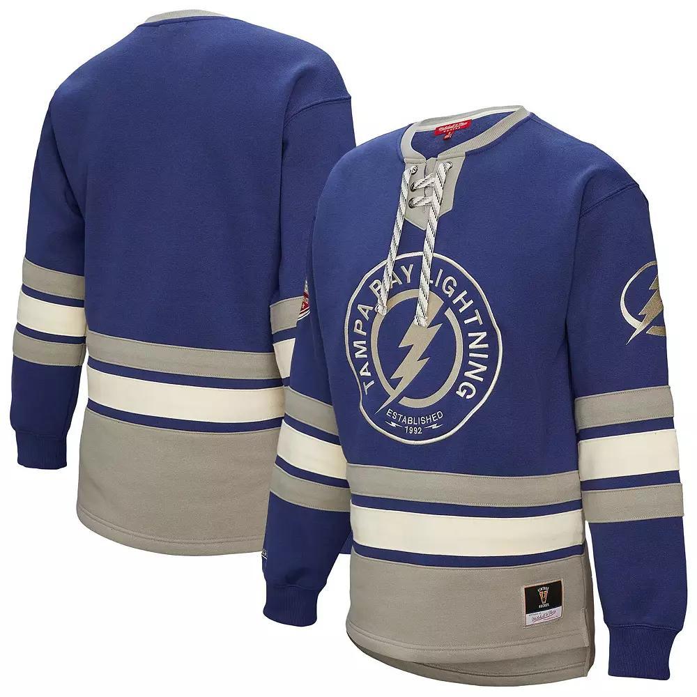 Women's Mitchell & Ness Blue Tampa Bay Lightning Heritage Lace-Up Pullover Sweatshirt, Size: Medium, Lgh Blue Product Image