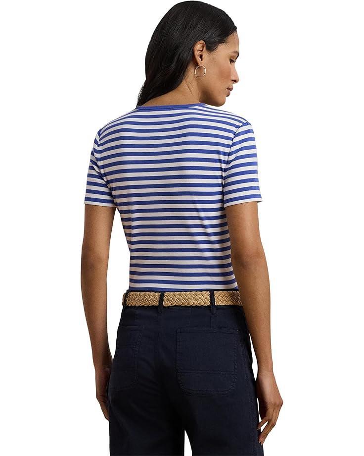 Petite Striped Stretch Cotton Crew Neck Tee Product Image