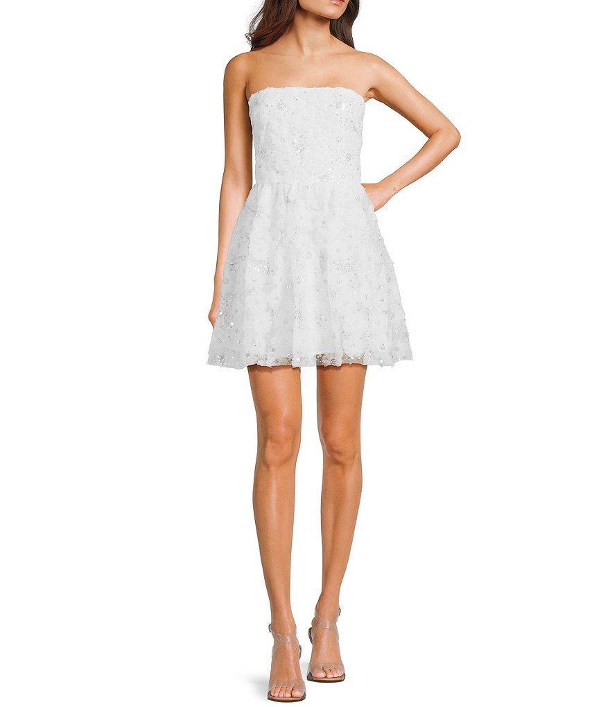 Midnight Doll Soutache Sequin Beaded Strapless Mini Dress Product Image