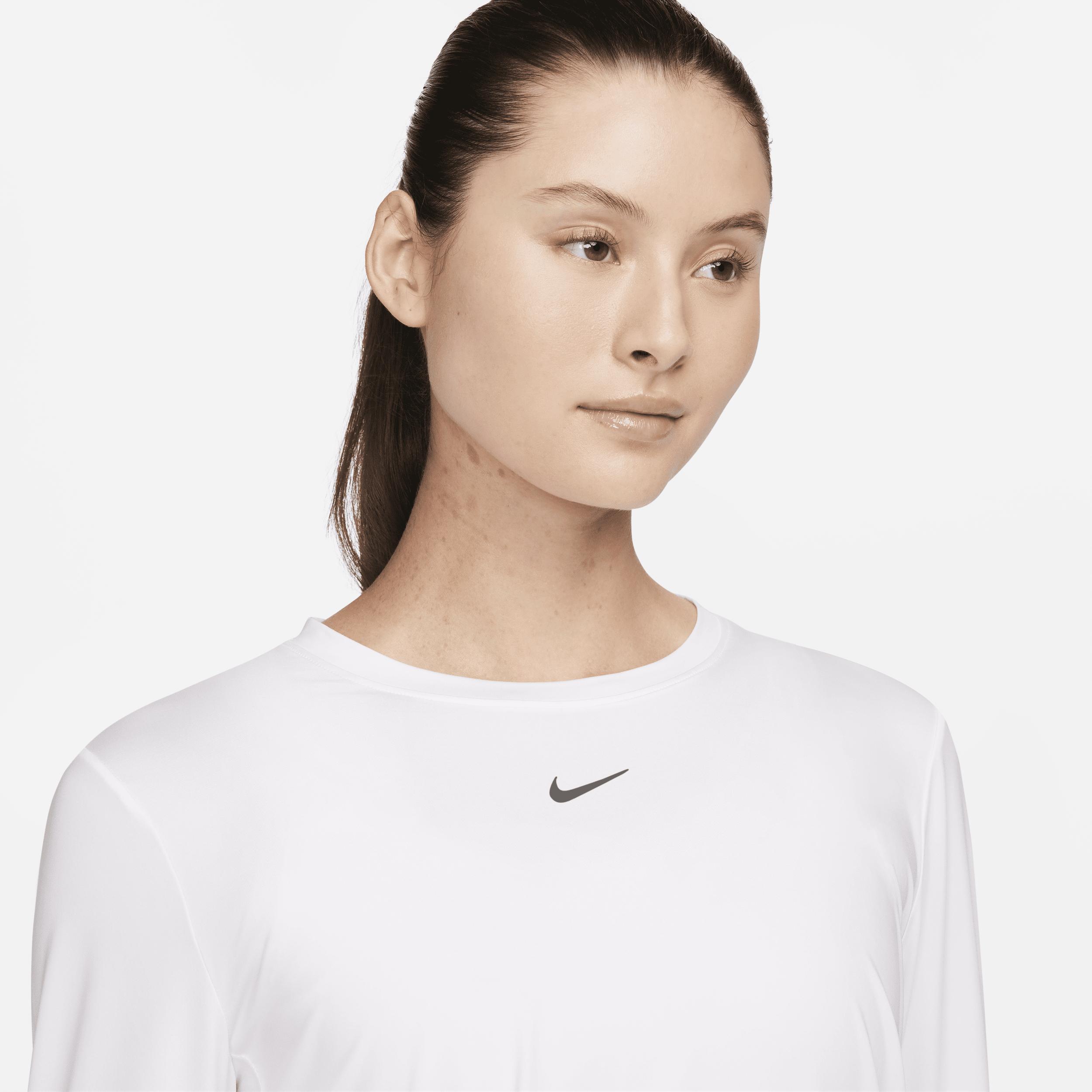 Women's Nike One Classic Dri-FIT Long Sleeve Top, Size: Small, White Product Image